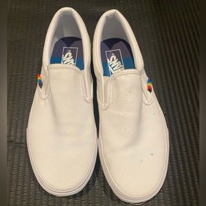 Vans womens gently worn white/rainbow